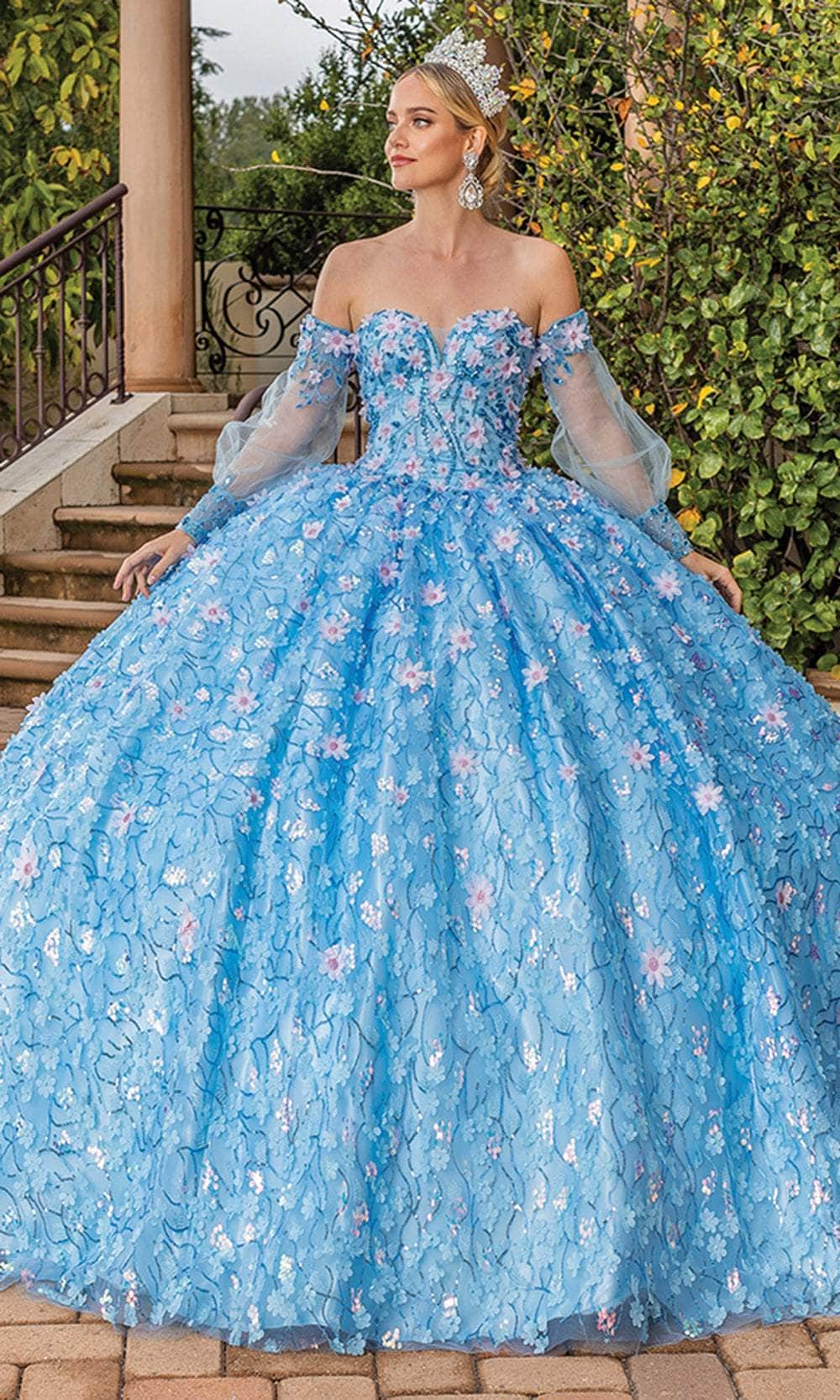 Dancing Queen 1835 - Floral Embellished Strapless Ballgown Ball Gowns