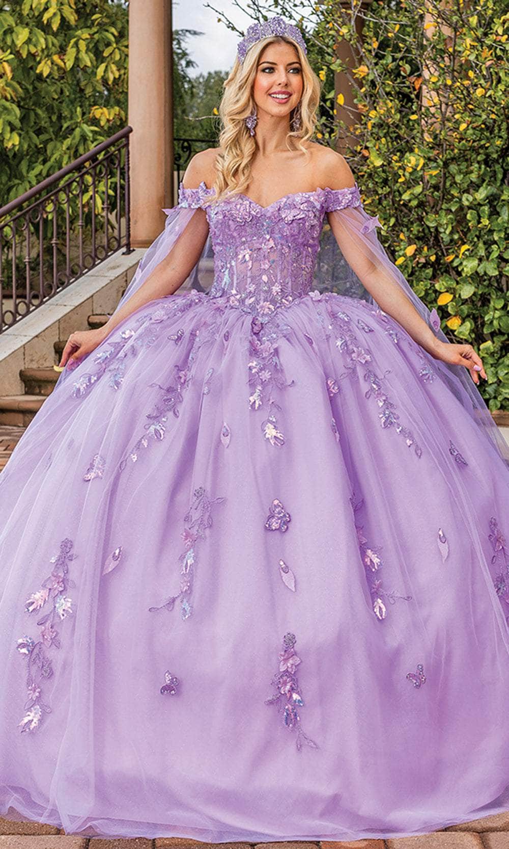 dancing queen dresses Dancing Queen 1883 - Beaded Floral Ballgown 2XL / Lilac*