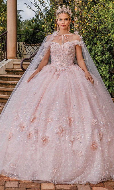 Dancing Queen 1842 - Off Shoulder Ballgown With Cape Special Occasion Dress