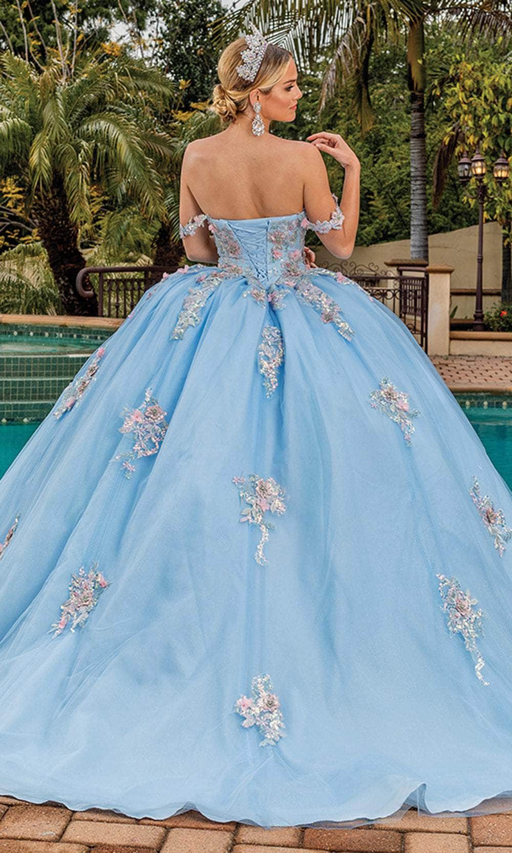 Dancing Queen 1845 Long Quinceanera Dress Bahama Blue / 2XLarge Dancing Queen 1845 Long Quinceanera Dress Bahama Blue / 2XLarge