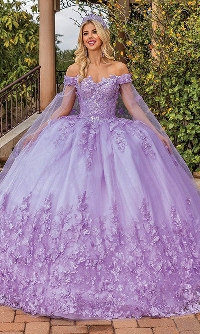 Dancing Queen 1860 - Floral V Cutout Ballgown Special Occasion Dress XS / Lilac