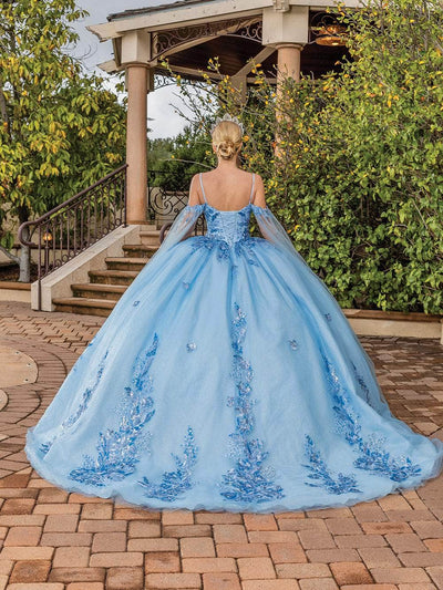 Dancing Queen 1865 - Sheer Sleeve Cape Ballgown Special Occasion Dress