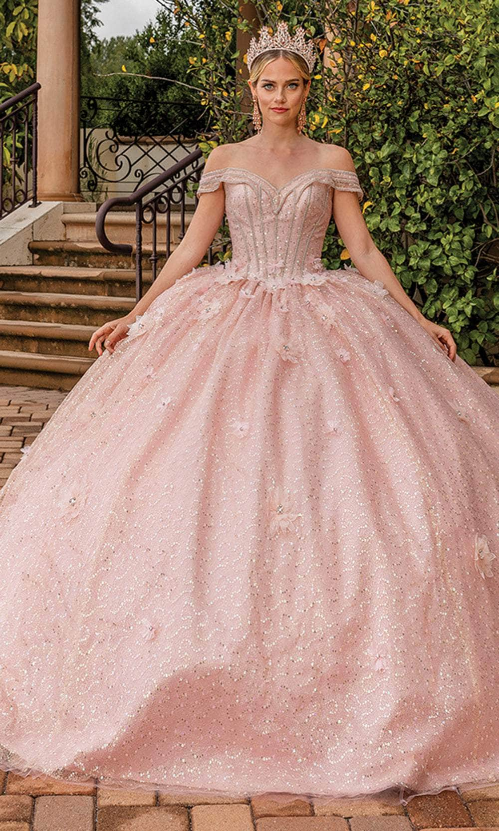 Dancing Queen 1868 - Off Shoulder Corset Ballgown Special Occasion Dress XS / Blush