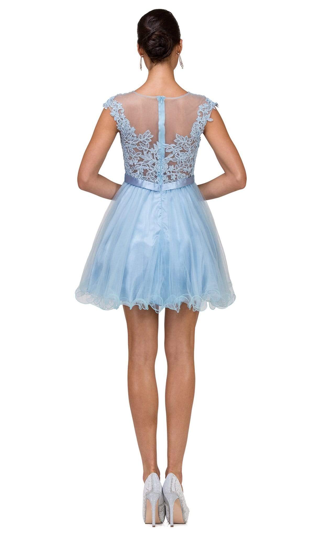 Dancing Queen - 2153 Illusion Jewel Floral A Line Cocktail Dress Cocktail Dresses