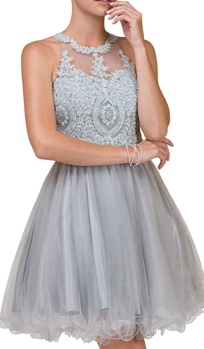 Dancing Queen - 2156 Halter Floral Appliques Tulle Cocktail Dress Special Occasion Dress