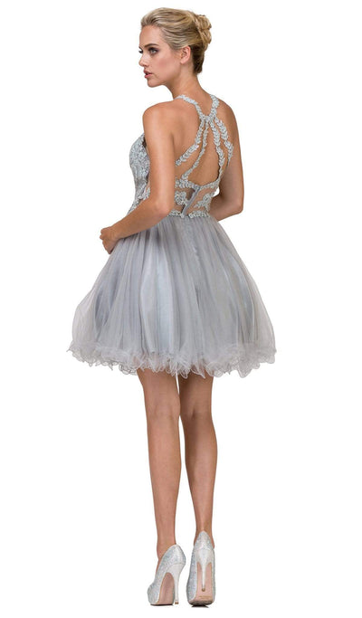 Dancing Queen - 2156 Halter Floral Appliques Tulle Cocktail Dress Special Occasion Dress