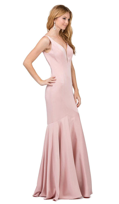 Dancing Queen - 2186 Sleeveless Plunging Neckline Trumpet Dress Special Occasion Dress XS / Dusty Pink