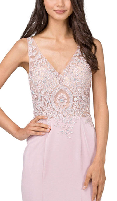 Dancing Queen - 2213 Embellished V-neck Trumpet Dress Special Occasion Dress