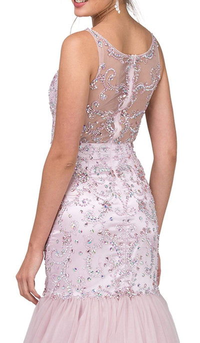 Dancing Queen - 2250 Illusion Bateau Crystal Adorned Trumpet Prom Gown Special Occasion Dress