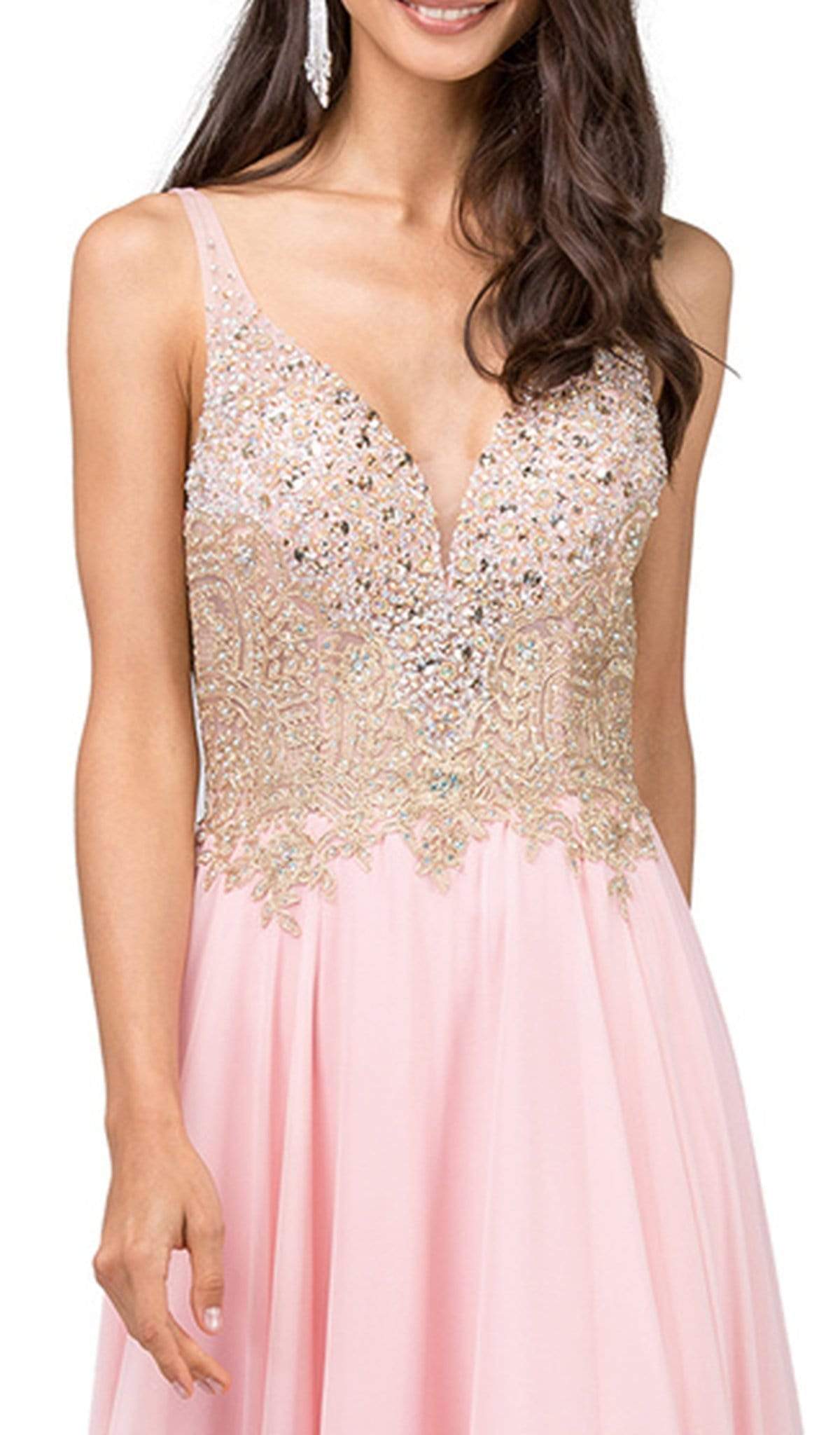 Dancing Queen - 2259 Beaded Plunging Sweetheart Chiffon Prom Dress Prom Dresses