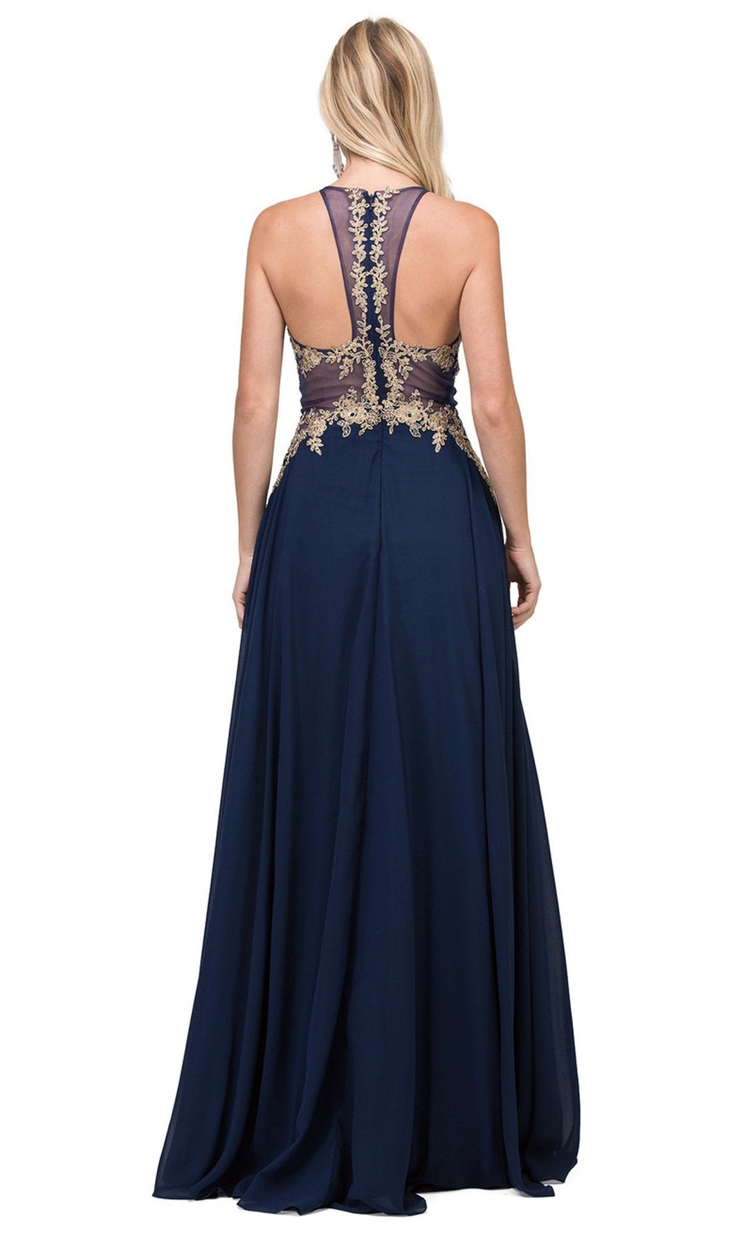 Dancing Queen - 2297 Sheer Embroidered Pleated Prom Dress Special Occasion Dress