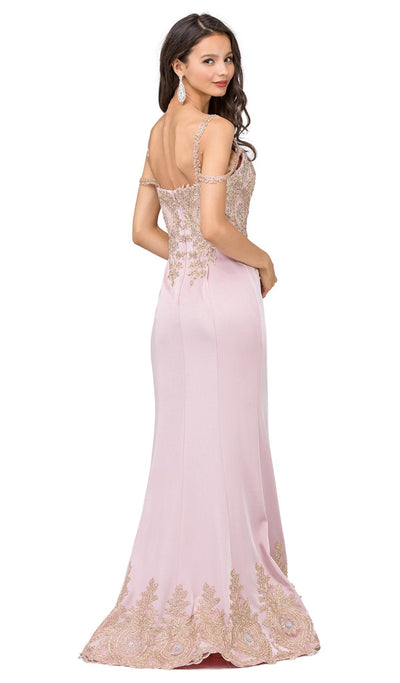 Dancing Queen - 2347 Lace Ornate Sweetheart Bodice Sheath Prom Gown Special Occasion Dress XS / Dusty Pink/Gold