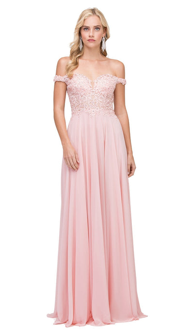 Dancing Queen - 2357 Beaded Off Shoulder Chiffon Prom Dress Special Occasion Dress