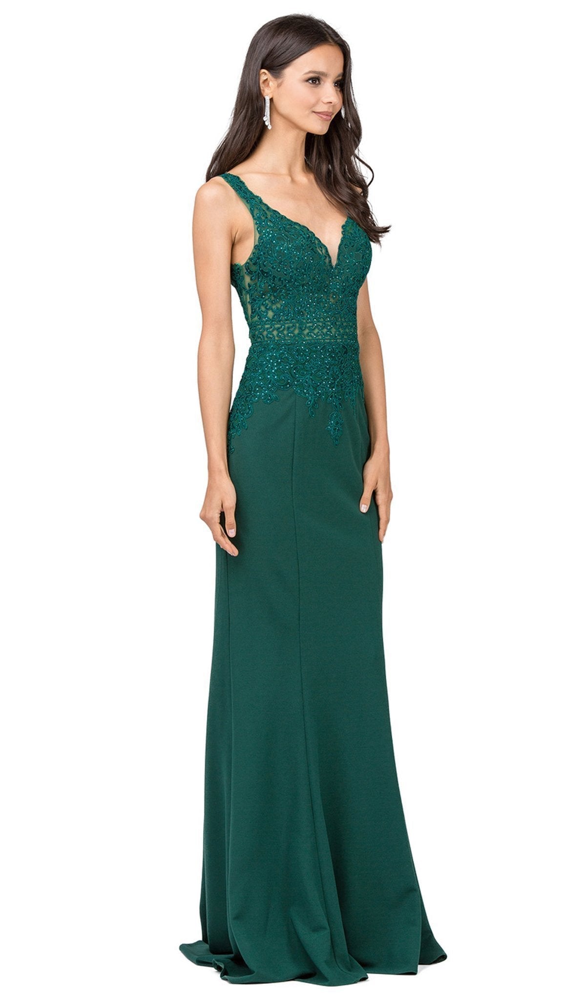 Dancing Queen - 2392 Beaded Fitted Prom Dress Prom Dresses XS / Hunter Green