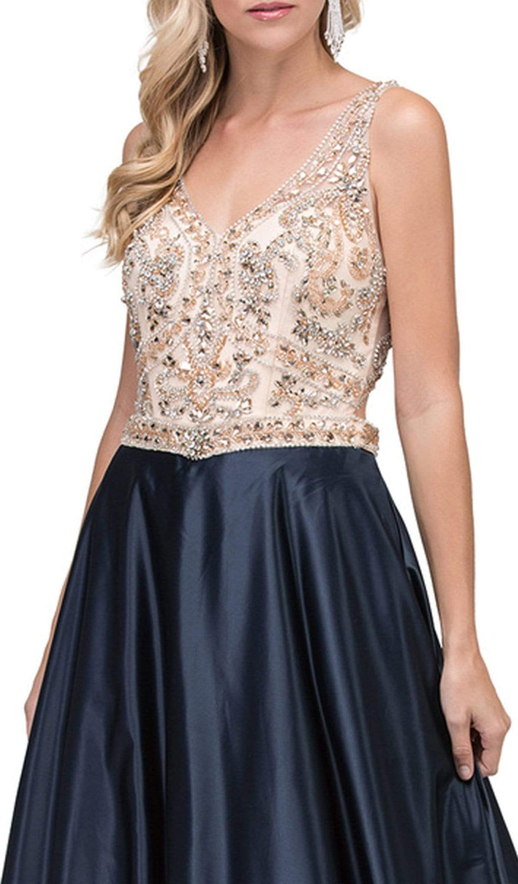 Dancing Queen - 2416 Jeweled V-neck A-line Prom Dress Special Occasion Dress