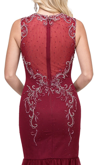 Dancing Queen - 2430 Sleeveless Embellished Sweetheart Sheath Prom Dress Special Occasion Dress S / Burgundy