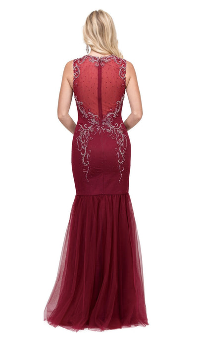 Dancing Queen - 2430 Sleeveless Embellished Sweetheart Sheath Prom Dress Special Occasion Dress XS / Burgundy