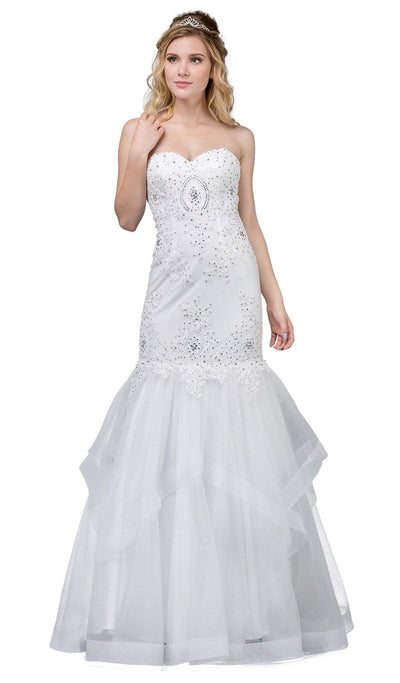 Dancing Queen - 2449 Strapless Sweetheart Neckline Trumpet Gown Special Occasion Dress XS / Off White