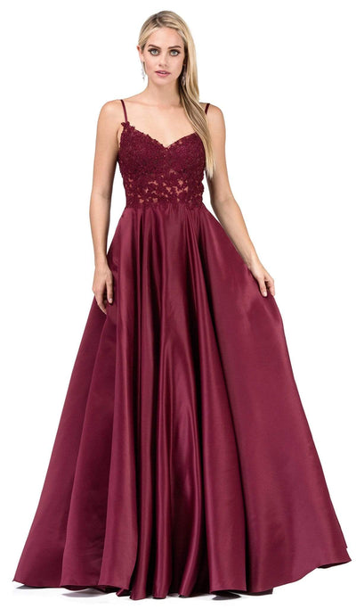 Dancing Queen - 2459A Jewel Appliqued Spaghetti Strapped A-Line Gown Special Occasion Dress