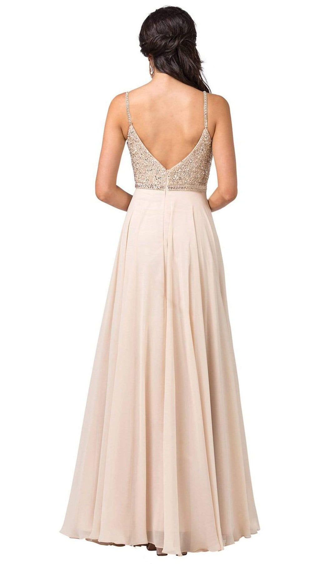 Dancing Queen - 2493 Jewel Beaded A-Line Chiffon Gown Prom Dresses