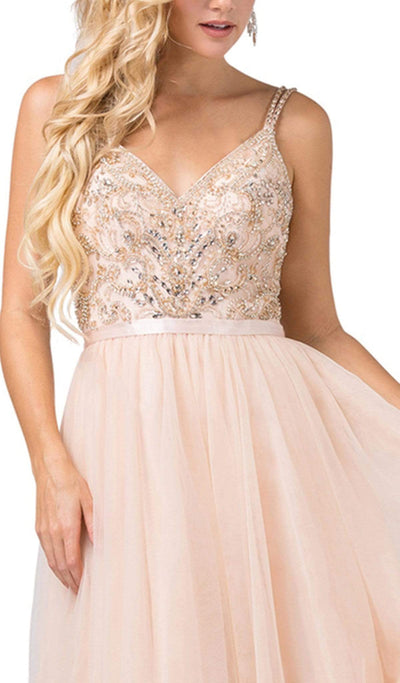 Dancing Queen - 2519 Sleeveless Embroidered Bodice Tulle Gown Prom Dresses