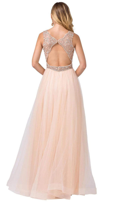 Dancing Queen - 2520 Embellished Deep V-neck A-line Gown Special Occasion Dress