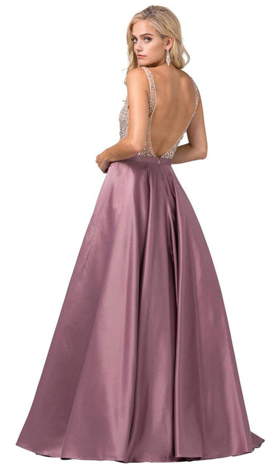 Dancing Queen - 2568 Embellished Plunging V-neck Ballgown Special Occasion Dress