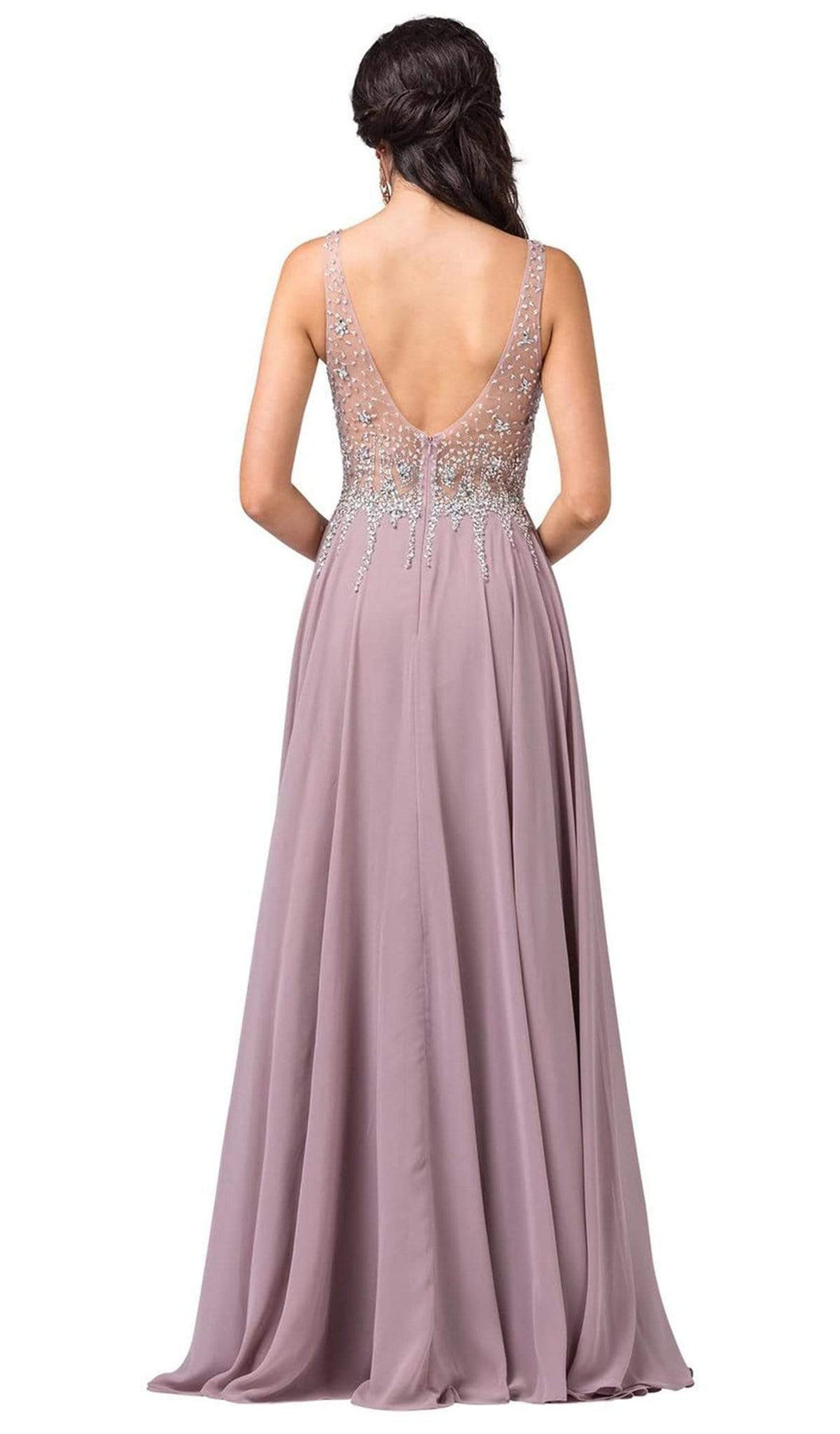 Dancing Queen - 2570 Jewel Ornate Illusion Bodice Chiffon Prom Dress Special Occasion Dress