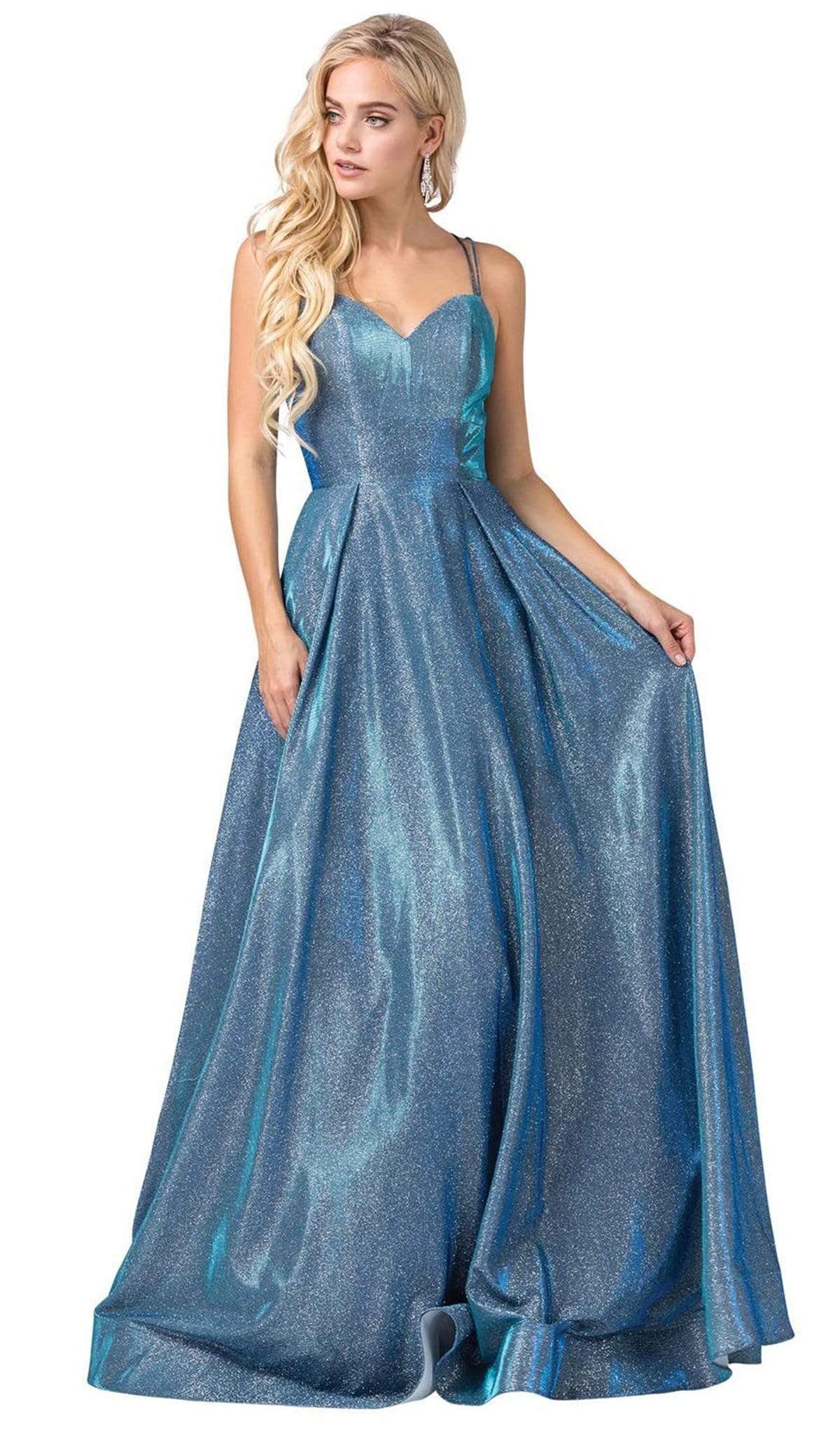 Dancing Queen - 2611 Sweetheart Lace Up Back Metallic Jersey Gown Special Occasion Dress