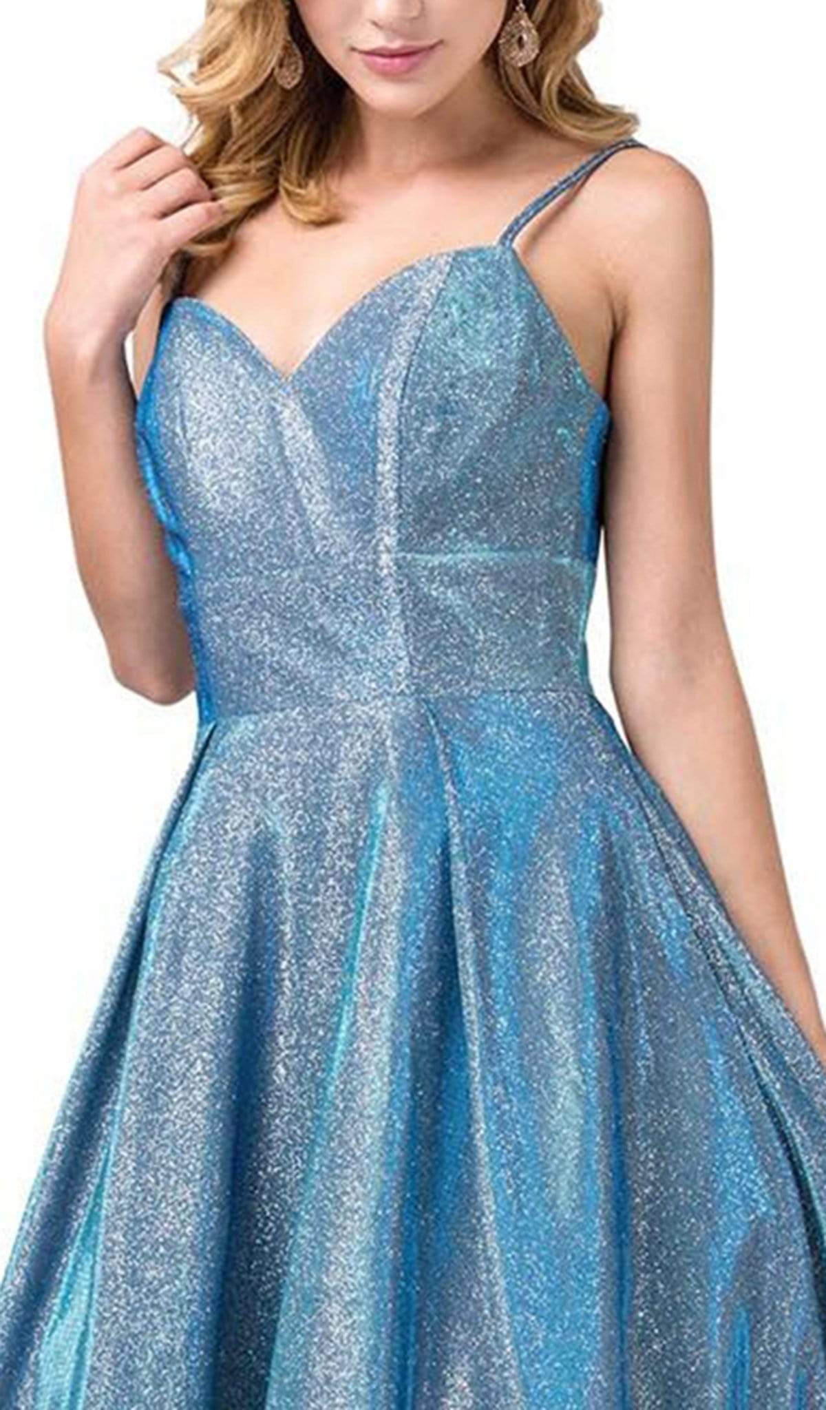 Dancing Queen - 2611 Sweetheart Lace Up Back Metallic Jersey Gown Special Occasion Dress