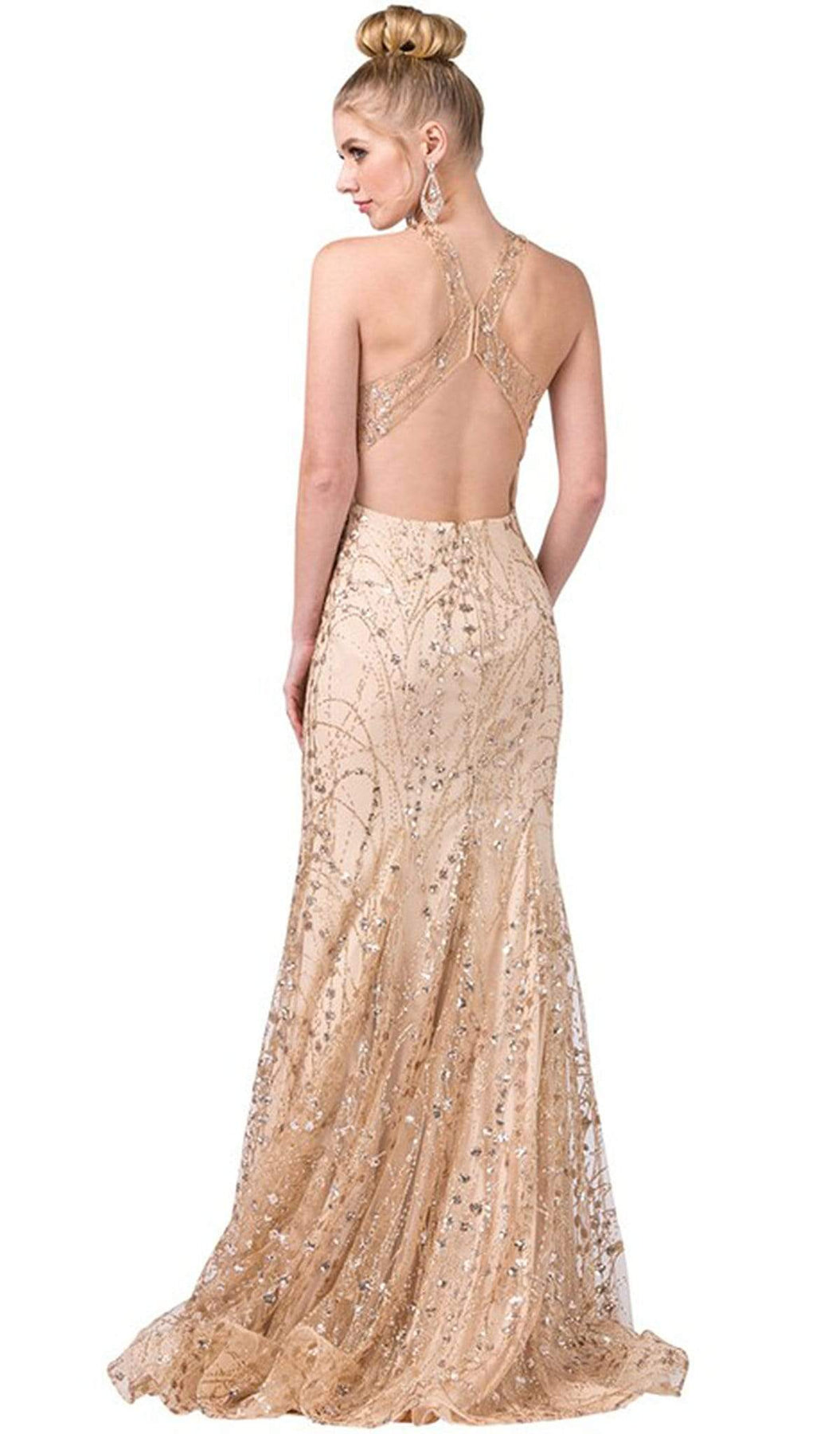 Dancing Queen - 2618 Embellished Mesh Sexy Back Long Slit Gown Special Occasion Dress