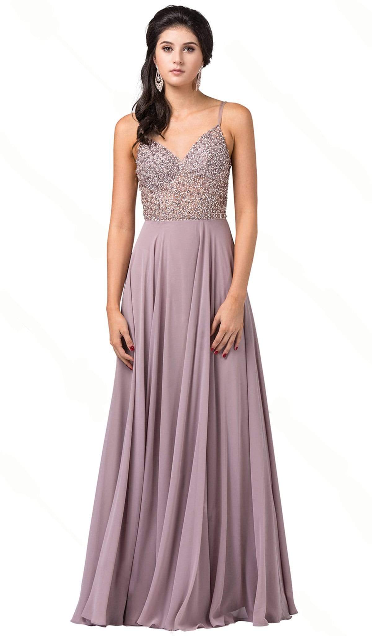 Dancing Queen - 2648 Beaded V-Neck A-Line Prom Dress Prom Dresses