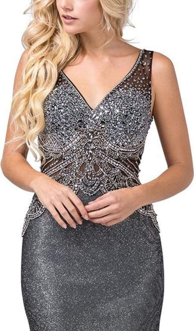 Dancing Queen - 2663 Embellished V-neck Trumpet Dress Evening Dresses
