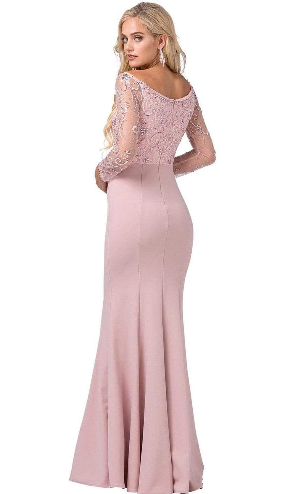 Dancing Queen - 2672 Embellished Long Sleeve Bateau Sheath Gown Special Occasion Dress