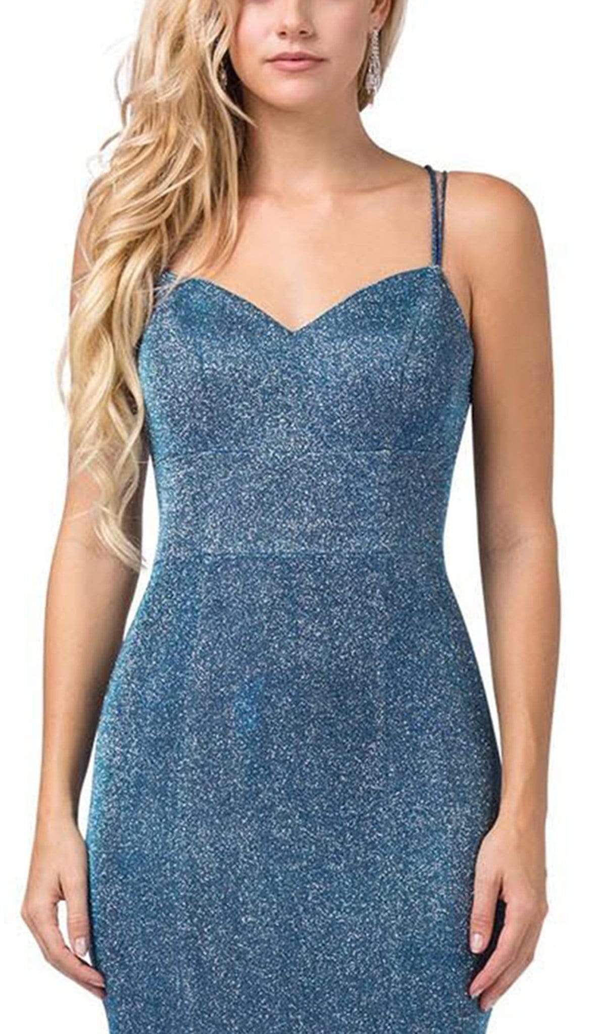 Dancing Queen - 2698 Lace-up Back Metallic Jersey Mermaid Gown Special Occasion Dress