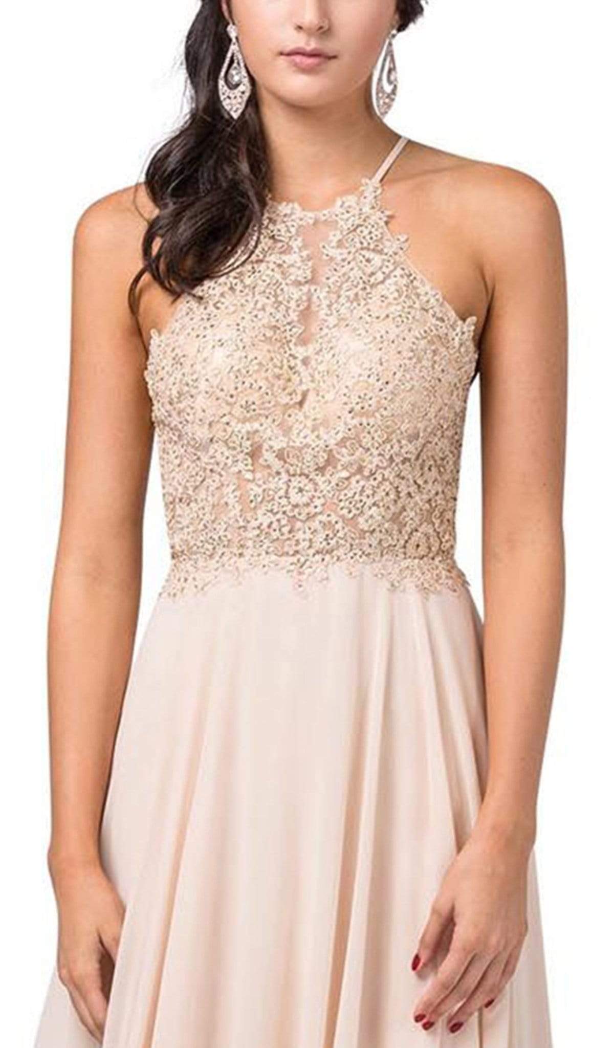 Dancing Queen - 2716 Lace Applique Halter A-line Dress Special Occasion Dress