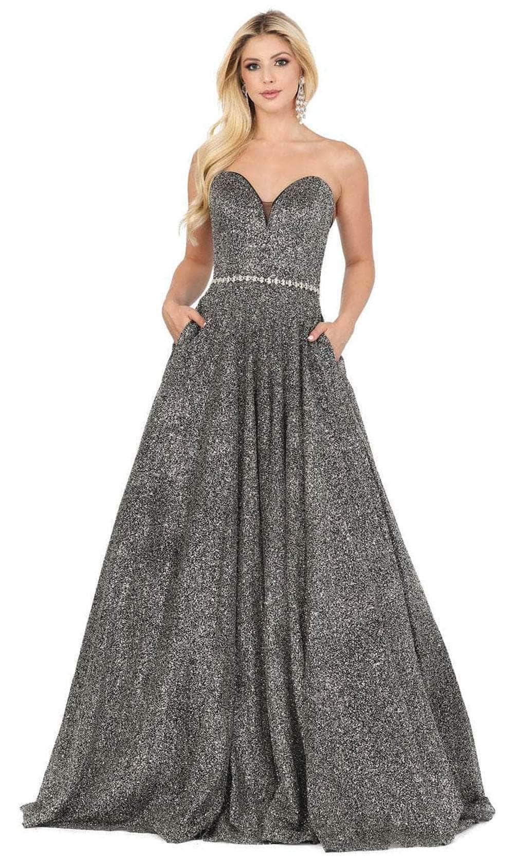 Dancing Queen 2804 - Shimmering Strapless Sweetheart Prom Dress Special Occasion Dress XS / Silver