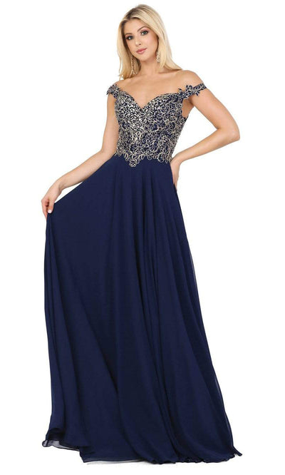 Dancing Queen - Beaded Lace Chiffon Gown 2818SC CCSALE S / Navy