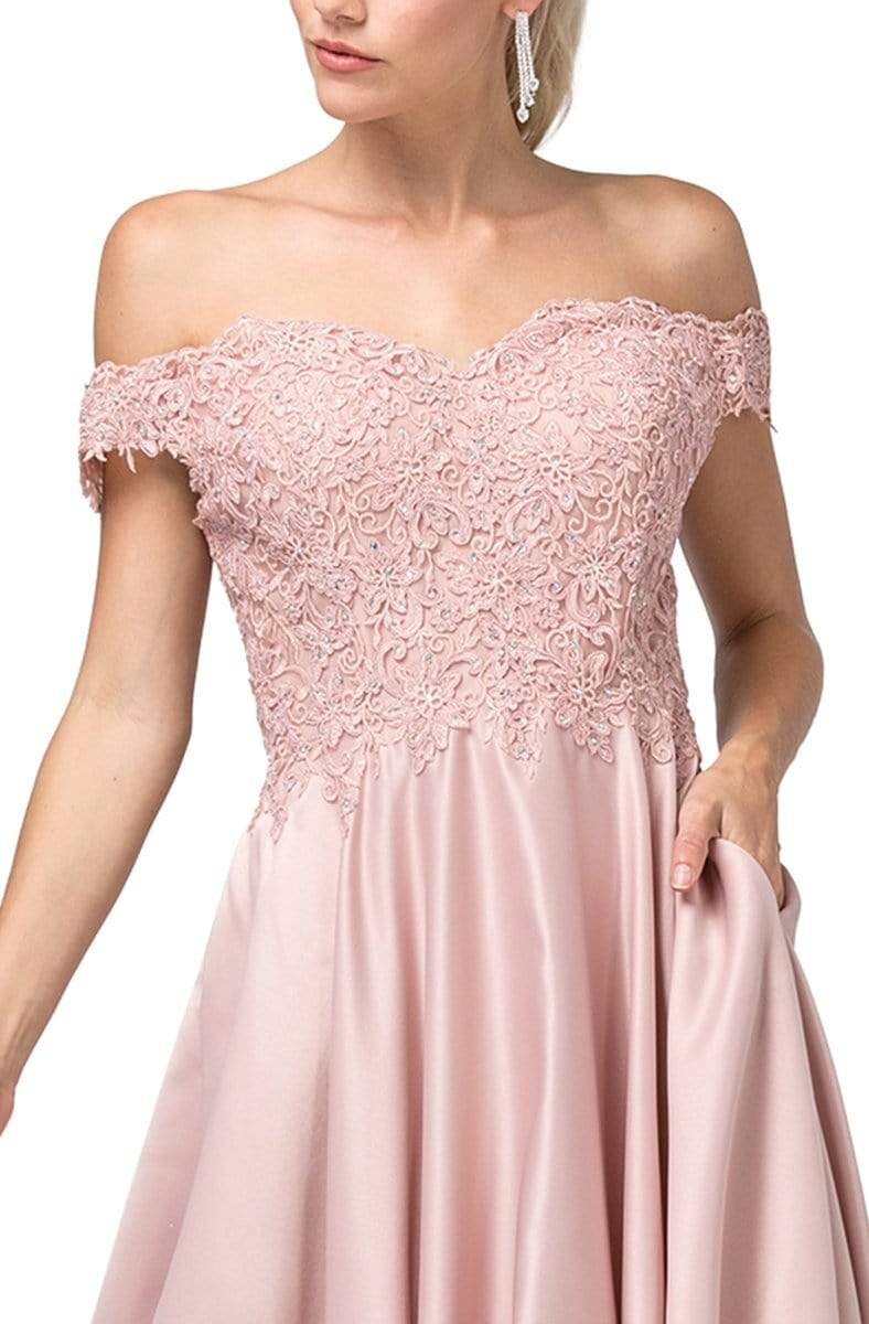 Dancing Queen - 2837 Embroidered Off-Shoulder Long A-line Dress Evening Dresses