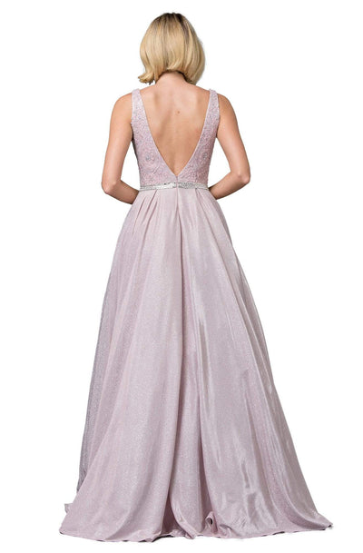 Dancing Queen - 2880 Embroidered Deep V-neck Ballgown Evening Dresses