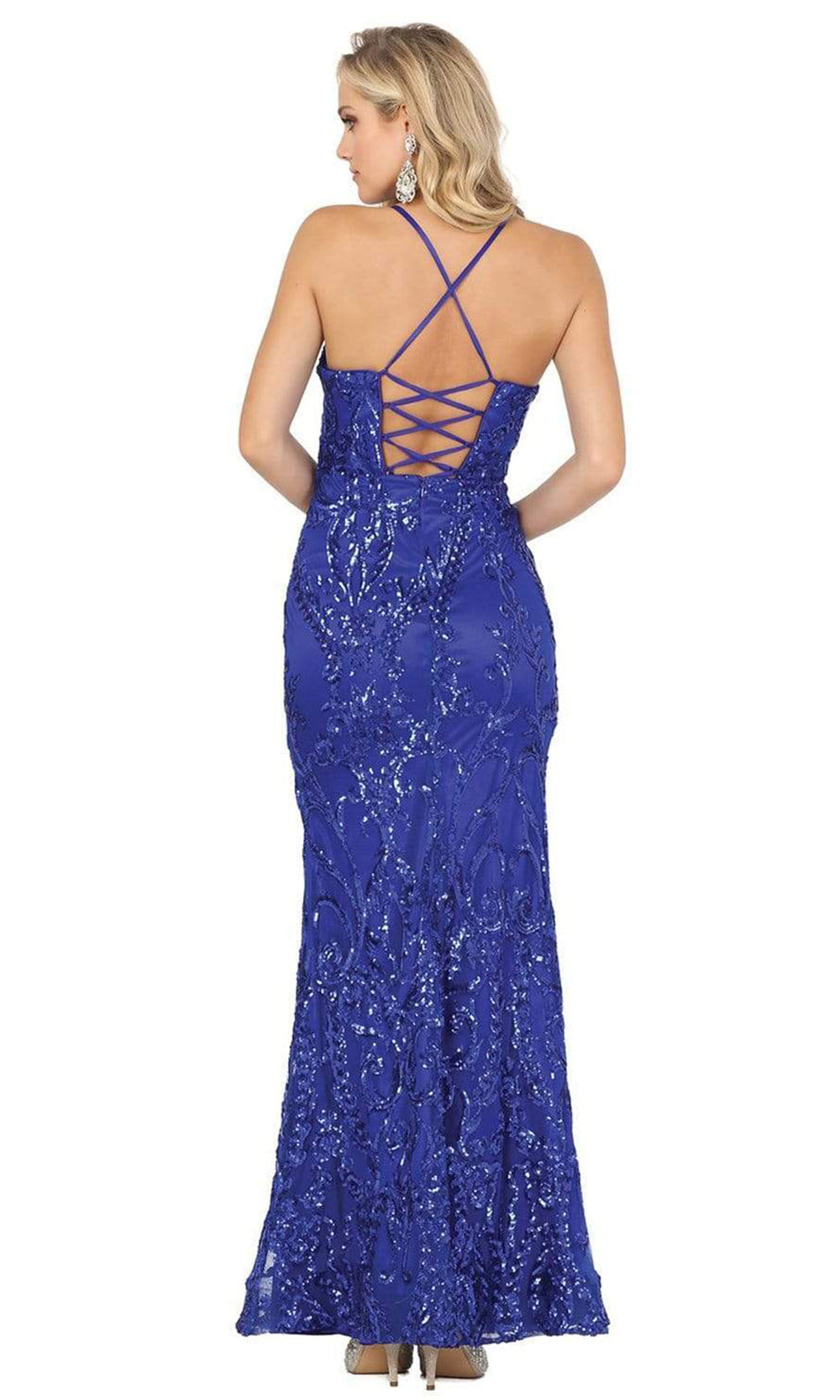 Dancing Queen - Sequined Lace-Up Back Sheath Dress 2914SC