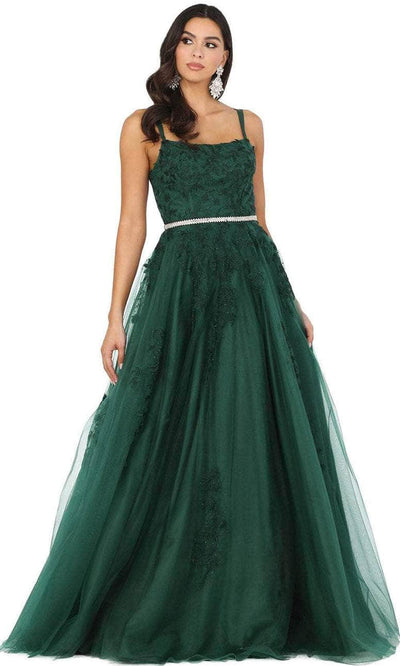 Dancing Queen 2942 - Embellished Sleeveless Straight Across Evening Dress Special Occasion Dress XS / Hunter Green