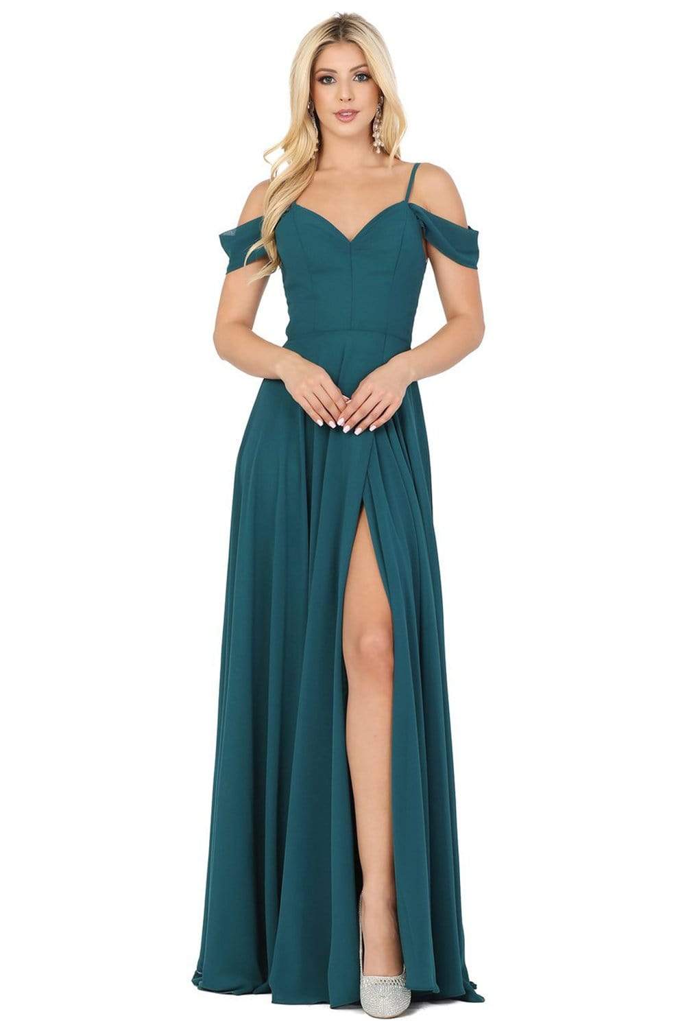 Dancing Queen - 2961 Lace Back Cold Shoulder A-Line Prom Dress Prom Dresses XS / Hunter Green