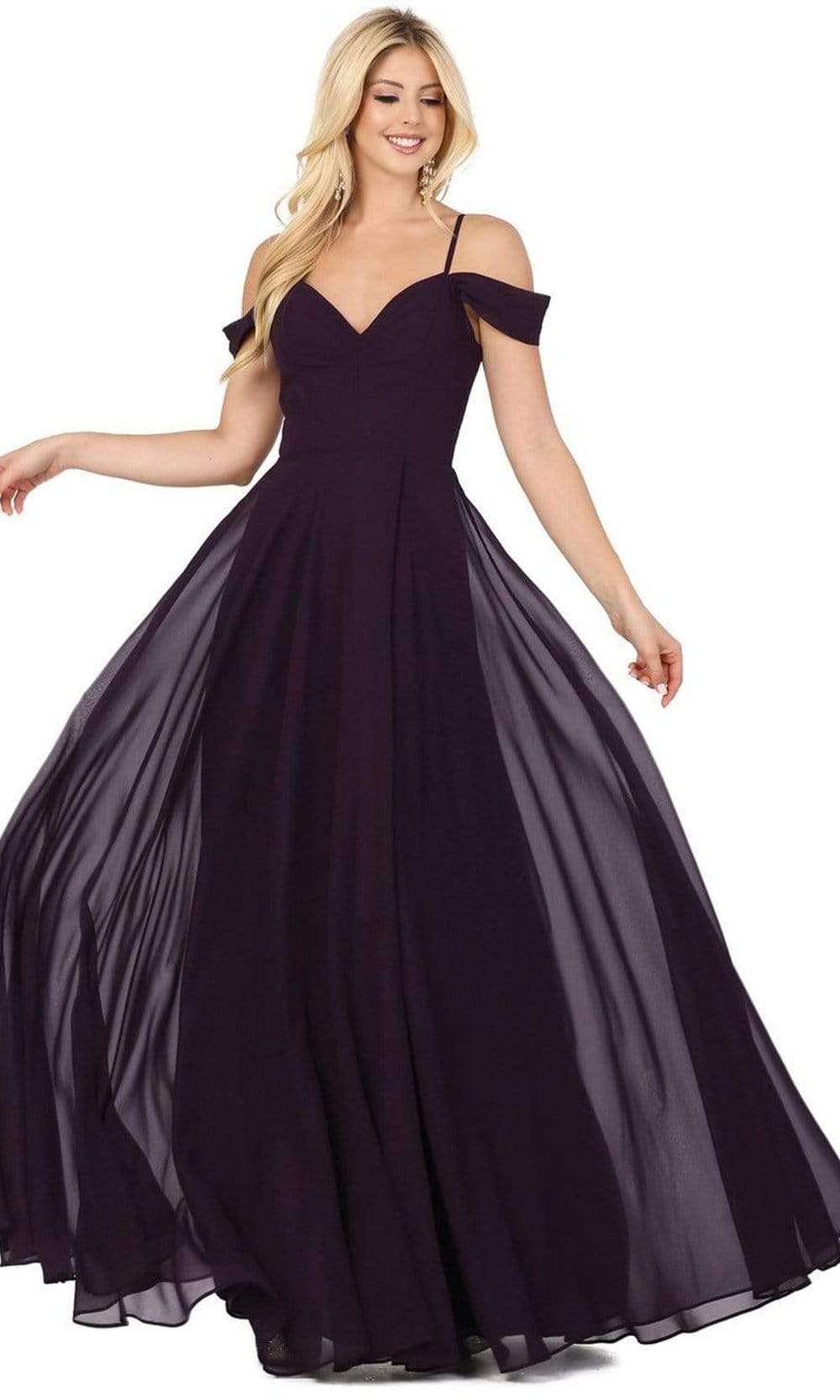 Dancing Queen Danq_2961 - Long A-Line Dress - Cut-In Cold Shoulders, Adjustable Shoulder Strap, Princess Seams, Solid Toned, Lace Back, Back Zipper Closure, High Slit, Fully Lined ADASA Dancing Queen Danq_2961 - Long A-Line Dress - Cut-In Cold Shoulders, Adjustable Shoulder Strap, Princess Seams, Solid Toned, Lace Back, Back Zipper Closure, High Slit, Fully Lined ADASA