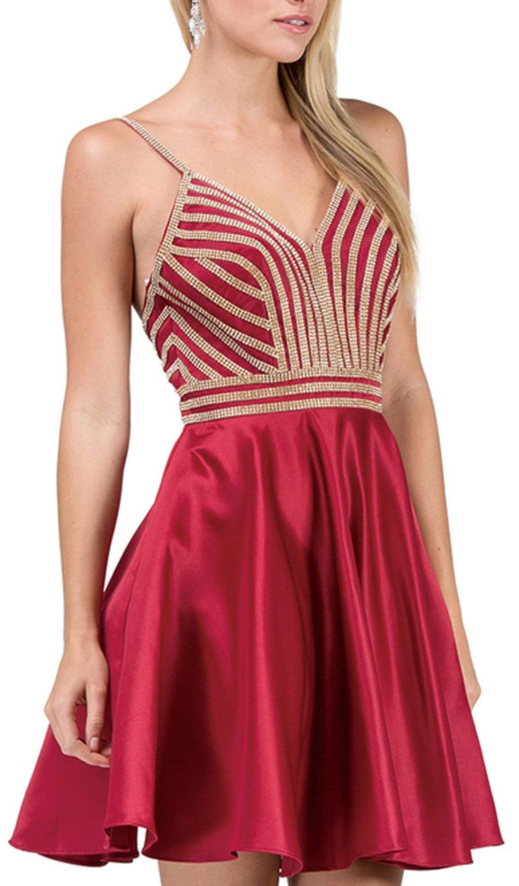 Dancing Queen - 3009 Beaded V-neck A-line Homecoming Dress Homecoming Dresses