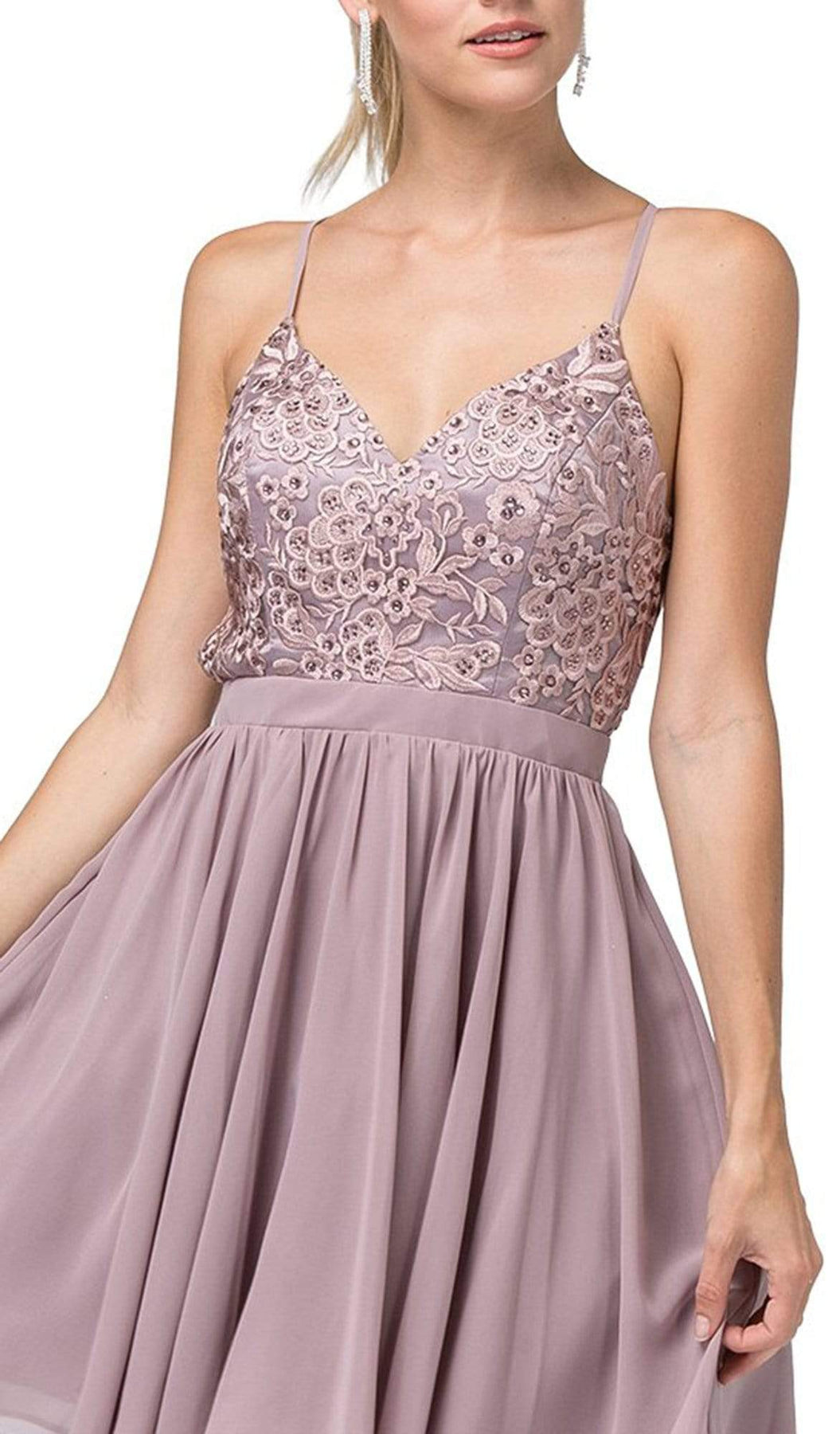 Dancing Queen - 3089 Embroidered V-neck A-line Cocktail Dress Homecoming Dresses