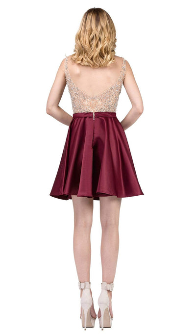 Dancing Queen - 3092 Bejeweled V-neck A-line Homecoming Dress Special Occasion Dress