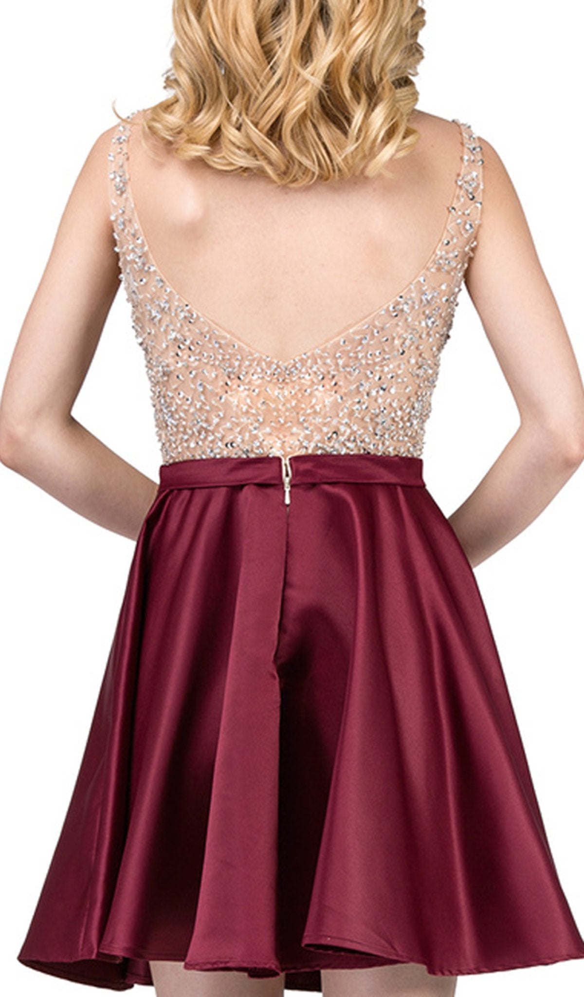 Dancing Queen - 3092 Bejeweled V-neck A-line Homecoming Dress Special Occasion Dress