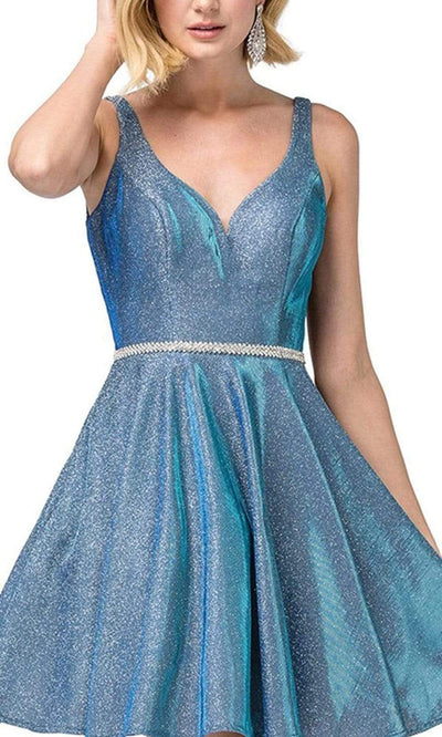 Dancing Queen - 3142 V-Neck Pleated A-Line Cocktail Dress Homecoming Dresses