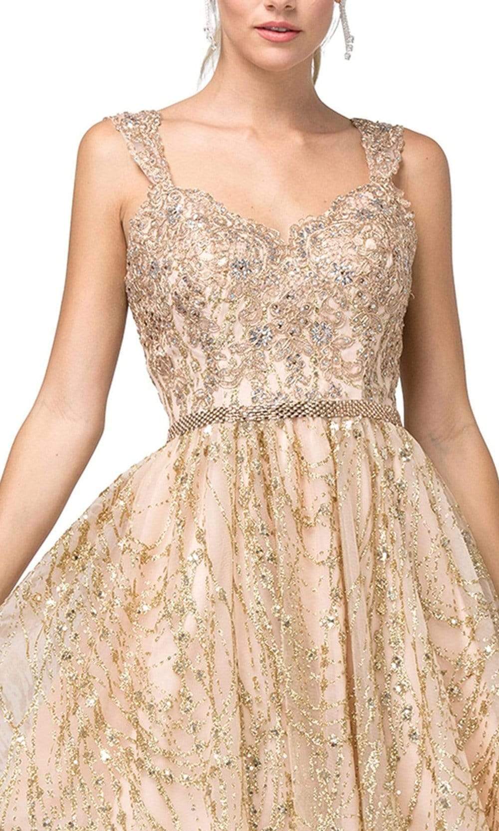 Dancing Queen Danq_3222 - Short A-Line Dress - Embroidery, Shoulder Straps, Fitted Bodice, A-Line Skirt, Lace Up Back ADASA Dancing Queen Danq_3222 - Short A-Line Dress - Embroidery, Shoulder Straps, Fitted Bodice, A-Line Skirt, Lace Up Back ADASA